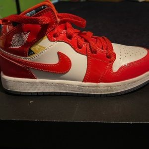 Kids Size 1 Chile Red/White Pollen Jordan’s Mid